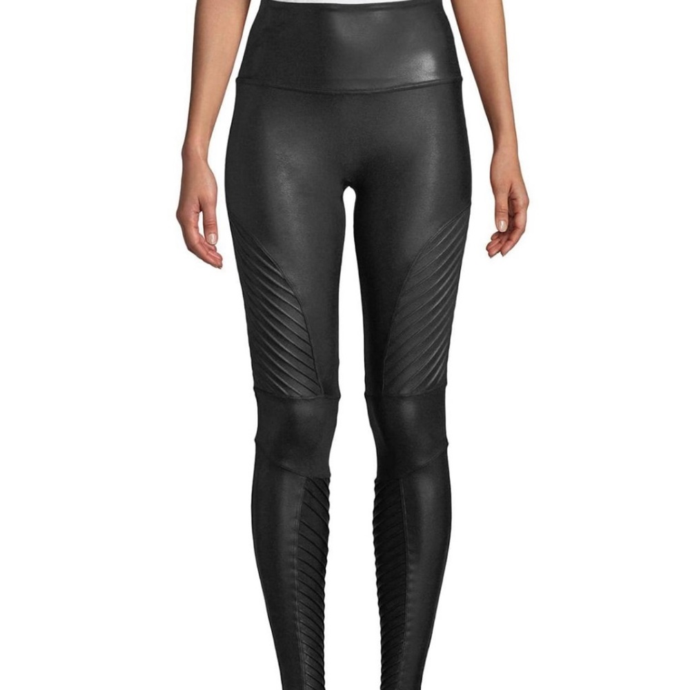 SPANX Faux Leather Moto Leggings in black
